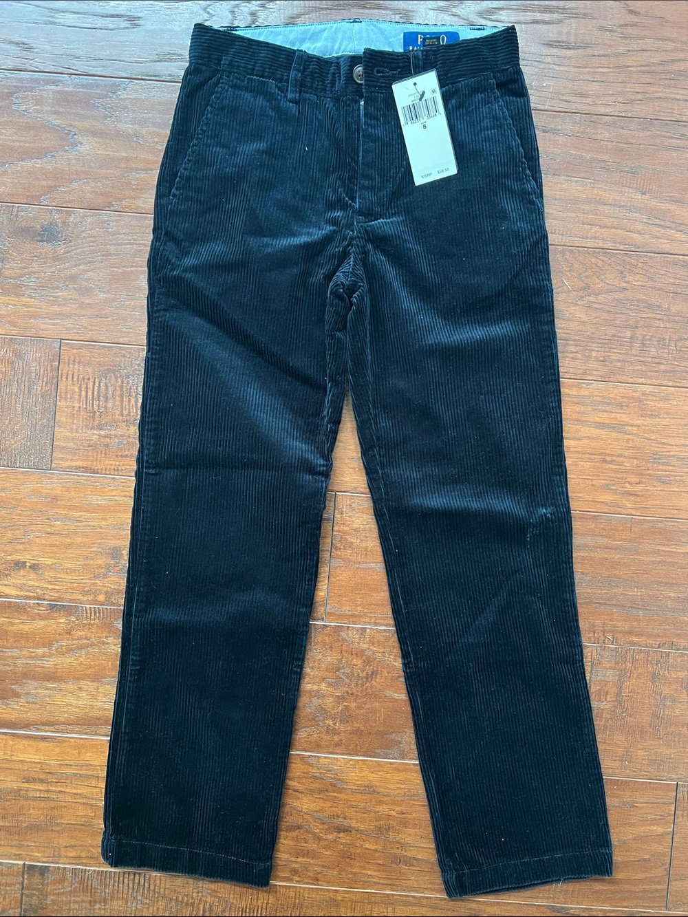 Boys Navy Cord Ralph Lauren Pant Size 8 - Classic Straight Fit